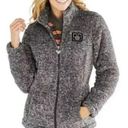 Disney  Parks Women's Sherpa Plush Fleece Zip Up Jacket Gray White Size Small Photo 0