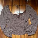 Abercrombie & Fitch  Brown Polka Dot Blouse Sz M Photo 0