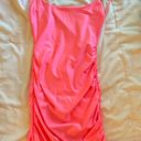 Lucy in the Sky Ruched Open Back Dress in Neon Pink Photo 5