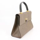 Fendi Authentic Vintage  Oatmeal Coated Canvas Logo Top Handle Handbag Photo 3