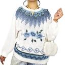 Vintage Blue 1980s Huntington & Ridge Sweater  Floral Chunky Knit Sweater Grandma Photo 0