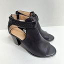 Jack Rogers  Booties Womens Size 5.5 Black Leather Tinsley Open Toe Block Heel Photo 2