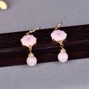 18K Gold Plated Pink Agate Flower Dangle Drop Earrings for Women,Flower Earrings Photo 0