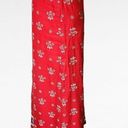 CRAZY HORSE Vintage  Red Floral Linen Blend Maxi Skirt Size 16 Photo 2