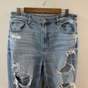 American Eagle Pre-Owned Size 14  Light Blue Heavily Distressed Mom Jeans Photo 1