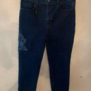 NWT Mossimo Dutti Floral Embroidered Straight Leg Dark Wash Crop Raw Hem Jeans Size 6 Photo 2