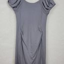 Gap  Maternity Womens Dress Size S Gray Puff Sleeve Exposed Back Zip Stretch Midi Photo 11