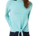 Loft  light turquoise wool blend front knot long sleeve sweater Photo 1