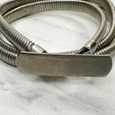 The Bar Vintage Buckle Silver Tone Coil Stretch Cinch Belt Size Small S Made in USA Photo 1