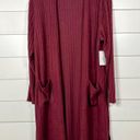 Nine West  Women’s Burgundy Rib Knit Duster Cardigan Sweater, NWT, Small MSRP $40 Photo 1