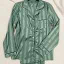 Amazon Silk Green Striped Pajama Set Photo 2