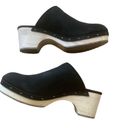 Loft Ann Taylor  transitional clog missy black suede wood heel womens 7.5 slip on Photo 3