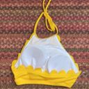 Zaful NWOT YELLOW RIBBED SCALLOP EDGE HALTER CROP TOP BIKINI TOP Photo 1