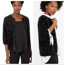 Nic+Zoe  Rhinestone Velvet Cardigan Black Medium NWT Photo 1