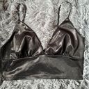 Miss Selfridge  crop top womens 2 small black metallic satin bralette festival Photo 0