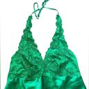 Frederick's of Hollywood Frederick’s of Hollywood Y2K Green Silky Satin Lace Coquette Halter Slip Dress Photo 1