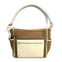 Brighton  Cream & Tan Raffia Leather Shoulder Tote Bag Purse Photo 0