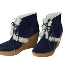 Gap NWT Navy  Suede & Shearling Gwen Ankle Boots Sz 9 Photo 0