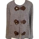 Tory Burch  Brown Houdstooth Wool Blend Leather Strap Blazer Suit Jacket Photo 3