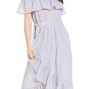 Chelsea28 Gray and Blue Striped Ruffled Midi Dress Photo 0