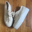 Superga  Cream Canvas Platform Sneakers Size 8.5 Photo 0