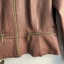 Baccini  Brown Faux Leather Cardigan-style Jacket - gold zips -  Size Large Photo 8