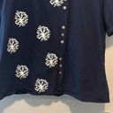 Buttons Navy Blue & White Spring & Summer Blouse with Offset —Size 5XL Photo 3