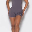 Bombshell sportswear Open Back Tee Bodysuit Short, Gray Smocke Photo 3