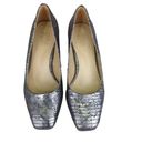 Naturalizer  Warner Chunky Heels Vegan Leather Metallic Silver Women's Size 7W Photo 2