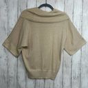 Michael Kors  Gold Glitter Cowl Neck 3/4 Sleeve Sparkle Holiday Sweater Medium Photo 2