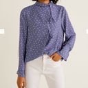 Mango - purple polka dot blouse with neck tie- Size 6 Photo 1