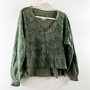 Pilcro  Reworked Popover V-Neck 100% Cotton Sweatshirt Green Camo Print Medium Photo 5