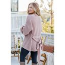 Pink Lily Distracted By You Mocha Wrap Tie Cardigan Size Medium Photo 9