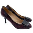 Longchamp  Women's Burgundy Red Snakeskin Embossed Logo High Heels Pumps 37 Photo 0