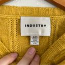 Industry  Yellow Pearl beaded ruffled front ribbed knit sweater Small Fall Photo 1