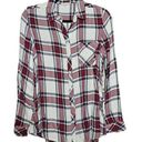 Beach Lunch Lounge Womens Size M Red White Plaid Button Up Long Sleeve Flannel Photo 0