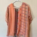 Dana Buchman 2/$12  Women’s Orange Peach Geometric Fall Boho Layered Sheer Top  L Photo 0