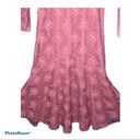 None Handmade Vintage Pink Lace Mermaid Hem Dress 80s Prom Bridesmaid Midi Dress Photo 6