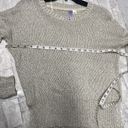 Alya  oatmeal tan elbow patch knit neutral pullover sweater high low Small Photo 5