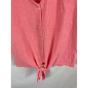 J.Crew  Texture Short Sleeve V Neck Tie Bottom Pink Top Size Small Photo 1