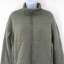 Anthropologie Three Dots Quilted Knit Heather Insulated Puffer Jacket Coat Zip Up Green Small Photo 2