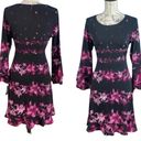 Alfani  long bell sleeve berry shimmer wine floral swing dress size 16P NWT Photo 2