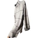 Tahari  Womens High Neck Pullover Knit Sweater Top Windowpane Plaid Grey M NWOT Photo 2