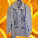 London Fog  Gray Button Down Wool Coat With Attached Matching Scarf Size‎ 18W Photo 0