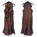 Cache  Lux Tadashi Shoji Dress Brown Ruched Taffeta Gown Size 6 Evening Collared Photo 1