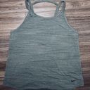 Nike  Dri-Fit Heather Gray/Green Sleeveless Scoop Back Cut Out Tank Photo 3