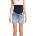 Time & Tru NWT  Women's Maternity Destructed Denim Shorts size: L (12-14) Photo 1