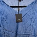 Massimo Dutti  Embroidered Chambray Peasant Top NWT Size 2 Photo 1