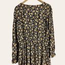 The Loft  Black Floral Print Long Sleeve Mini Dress Size Large Photo 6