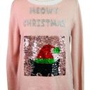 Holiday Time MEOWY CHRISTMAS INTERCHANGEABLE SEQUIN CAT PINK KNIT SWEATER WOMEN SIZE SMALL Photo 0